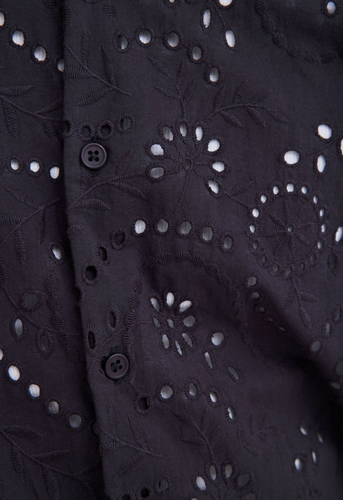 Jac+Jack Vinnie Cotton Embroidered Shirt - Black